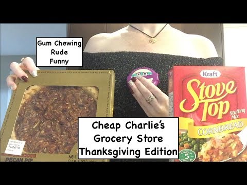 ASMR Gum Chewing Grocery Store - Thanksgiving Edition. Whispered, Funny