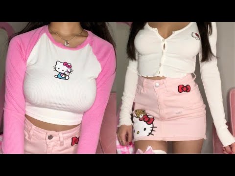 asmr hello kitty try on haul ฅ^•ﻌ•^ฅ fabric sounds, whispering, tapping