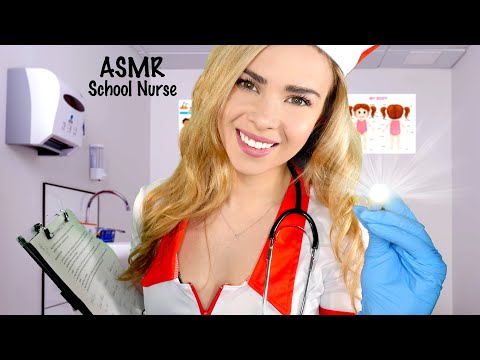 ASMR SCHOOL NURSE EXAMINATION (Gloves, Measuring, Checking for Lice, Ear Cleaning)