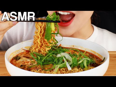 ASMR Spicy Green Onion Ramyeon Noodles 파라면 먹방 Mukbang Eating Sounds