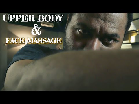 ASMR Upper Body & Face Massage Roleplay "Tension Relief"