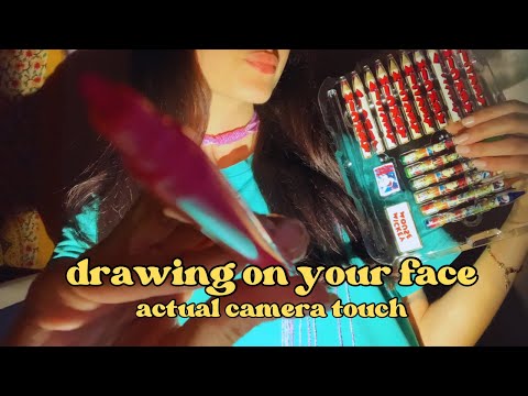 ASMR Drawing On Your Face NO TALKING | Lofi (markers, crayons, pencils, actual camera touch) 🖍️
