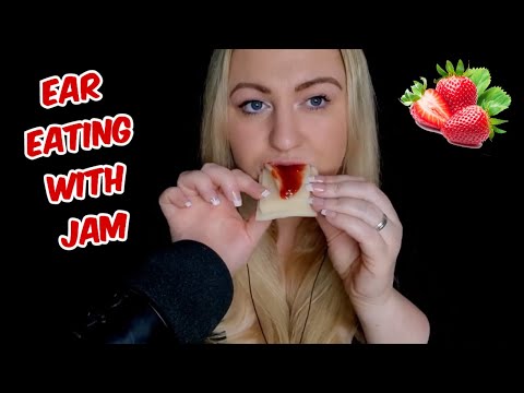 ASMR SQUISHY EAR EATING WITH STRAWBERRY JAM 🍓 REUPLOAD