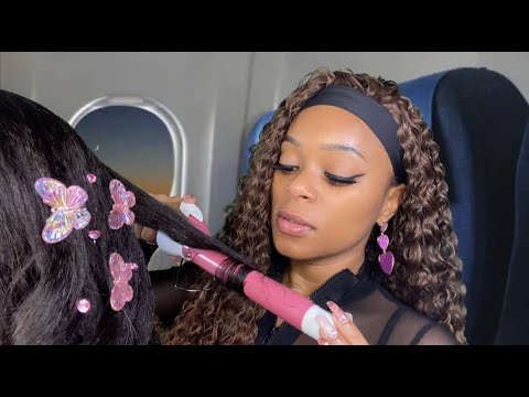 ASMR | ✈️ The Lady On The Airplane Does Your Hair