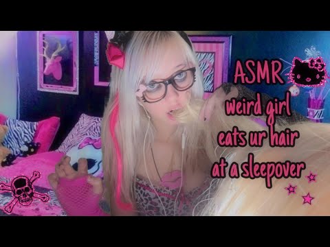 ASMR weird girl eats your hair at a sleepover🩷🖤 pt.2