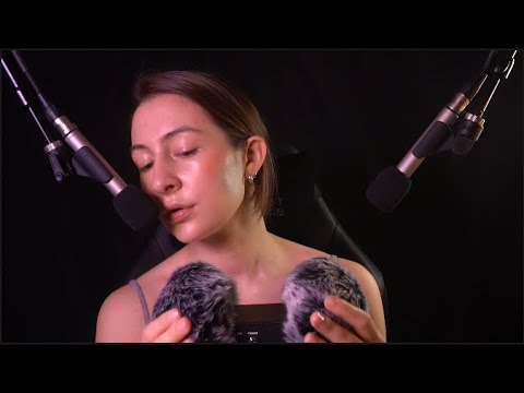 ASMR ~ Relaxing Mouth Sounds and Fluffy Mics ~ Brushing, Ear Muffs, and More ♡