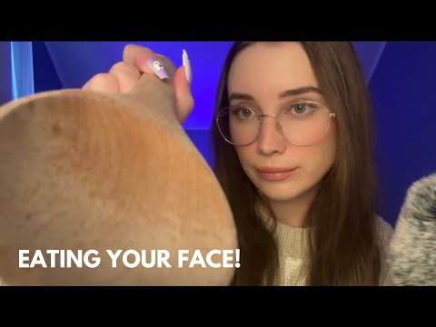 ASMR Eating your Face 😋 Scooping Trigger with Different Spoons 🥄