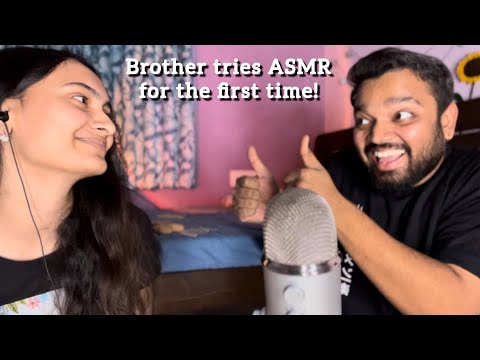 My Brother Tries ASMR For The First Time (very funny & chaotic) 😁