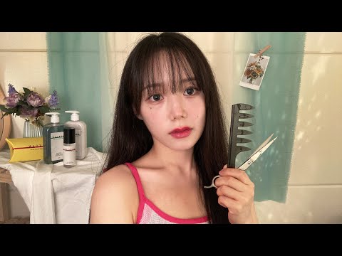 ASMR 손상모 케어 미용실 롤플레이✂️ (커트,샴푸,브러싱,헤어오일)ㅣHair Salon Roleplay RP