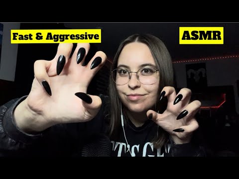 Fast & Aggressive Tapping, Scratching, Long Nail Tapping, Mic Scratching ASMR With Whispers
