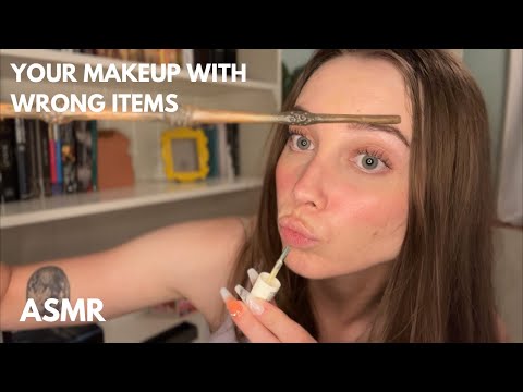 ASMR 💛 Doing Your Makeup with the Wrong Items 💄🤷🏻‍♀️ (weird)