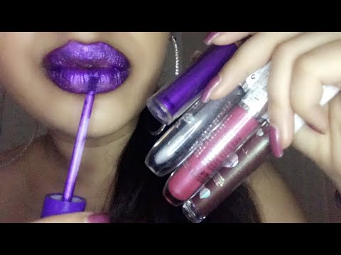 ASMR~ Tingly Lipgloss Application + Wet Mouth Sounds (kisses and whispers)