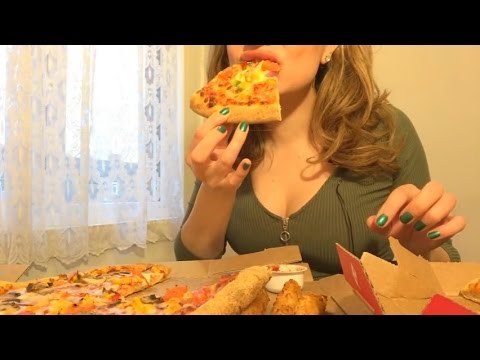 Domino's Pizza/Garlic Bread & Chicken Dippers (Mukbang/ASMR Eating Sounds)