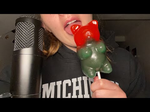 ASMR Eating a Ginormous Gummy Bear || mouth sounds & whispering