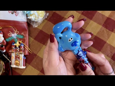 ASMR Christmas shopping haul! (Whispered with very light gum chewing) Gentle plastic crinkles.