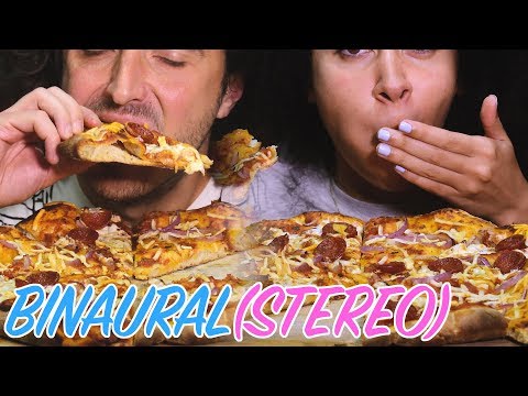 ASMR EATING PIZZA FOR ONE HOUR  * EXTREME BINAURAL CRUNCH COUPLE * 피자 식품