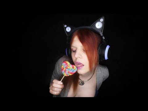 ASMR | Licking A Big Rainbow Lollipop Heart (No Talking) | Eating Sounds