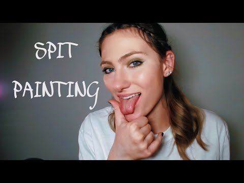 ASMR SPIT PAINTING 🌈 (half WITH mouth sounds & half WITHOUT mouth sounds)