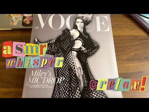 ASMR British Vogue magazine flip through with clicky whispering 💗😴