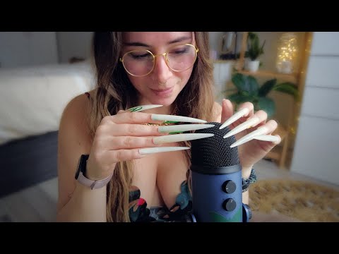 ASMR bare mic scratching & tapping slow super loong nails (no talking)