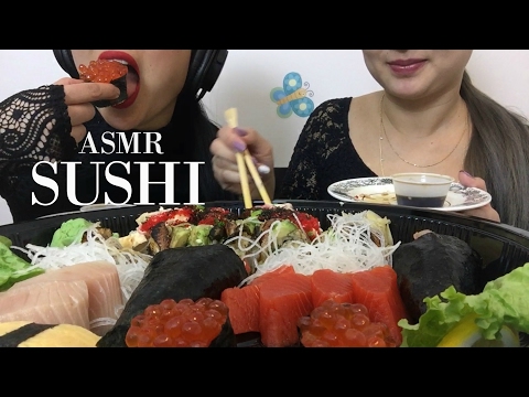 ASMR SUSHI PLATTER (NO TALKING) EATING SOUNDS | SAS-ASMR