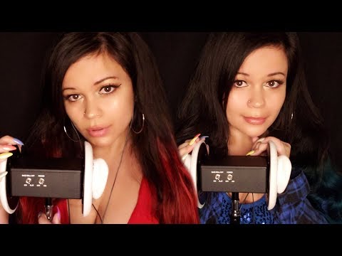 ASMR Twins 3Dio - Intense Ear Eating & Mouth Sounds with 2 Mics