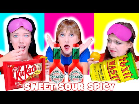 ASMR Sweet Food VS Sour Food VS Spicy With Closed Eyes Mukbang