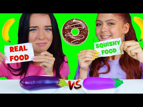 ASMR SQUISHY FOOD VS REAL FOOD CHALLENGE (NEW VERSION) EATING SOUNDS LILIBU