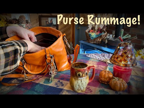 Fall Purse Rummage! (No talking version) Switch to orange autumn bag! No tapping~ASMR