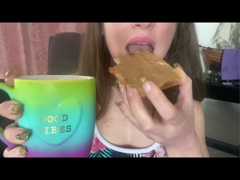 ASMR Eating Crunchy PB Toast and Drinking Coffee | Relaxing Sound