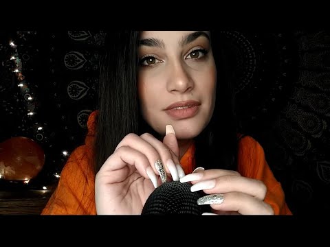 1 min ASMR ~ FAST & AGGRESSIVE dry mouth sounds, finger flicking + mic tapping/gripping