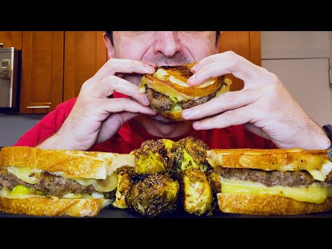 EXPENSIVE CHEESE BURGER with ROASTED Brussels Sprouts + Gruyere * asmr eating no talking * 먹방