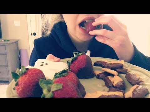 ASMR Chocolate Strawberries + Marshmallows (Eating Sounds)