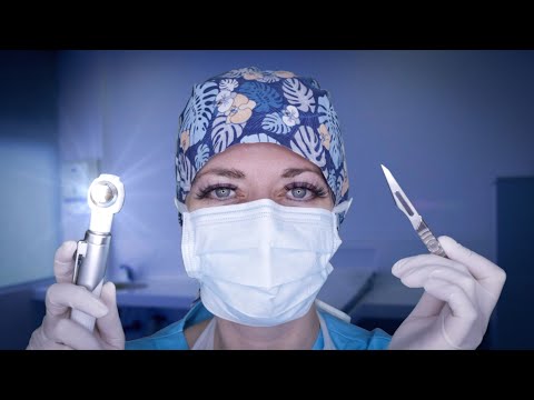 ASMR Ear Surgery & Ear Exam - Earlobe Reduction - Otoscope, Latex Gloves, Snipping, Crinkles, Typing