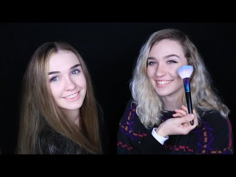 Brushing each others face for visual ASMR w/ my sister!