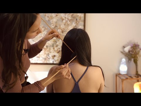 [ASMR] Scalp Check, Spring Hair Braiding & Adjustments, Gua Sha Massage for Janine (Real Person)