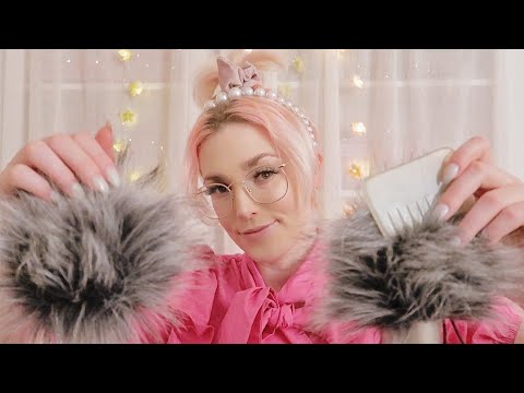 [ASMR] Slow Fluffy Mic Brushing With Nerdy Trigger Words For Anxiety Relief