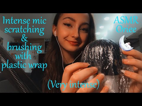 ASMR | Very intense mic scratching/brushing with plastic wrap ✨