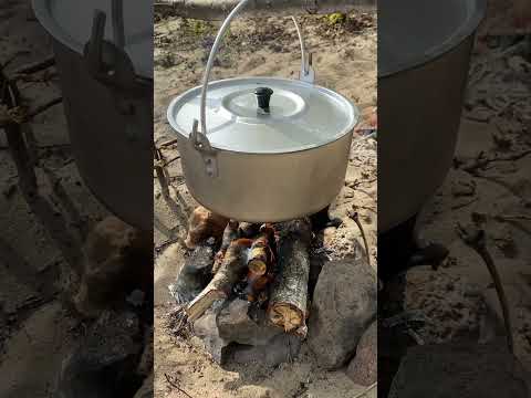 ASMR the crackle of the fire, fish soup boiling
