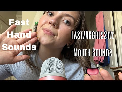 ASMR| Intense Fast Hand Sounds/ & Layered Mouth Sounds~ Mic Gripping & Scratching