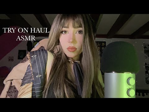 Thrift Haul Try On ASMR | Fabric Sounds, Fabric Scratching, Whispering, Mic Rubbing
