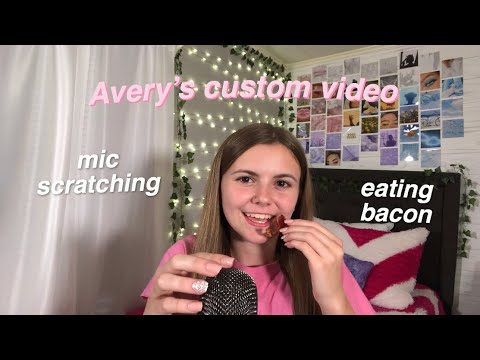 ASMR | Mic scratching + eating treats - Avery’s custom video