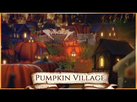 Pumpkin Village 🎃 [ASMR] Tiny Worlds ✨Small Fantasy Village Ambience ⋄Halloween + Sleepy Cats purr🐈