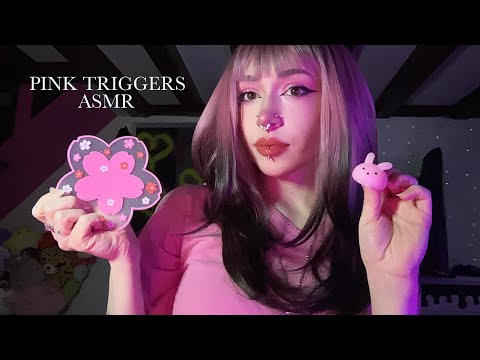 Pink Triggers ASMR | Lip Gloss Sounds, Tapping, Scratching, Whispering, Rambling