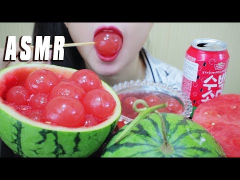 ASMR ALL ABOUT THE WATER MELON (JELLY,SPARKLING WATER) EATING SOUNDS | LINH-ASMR