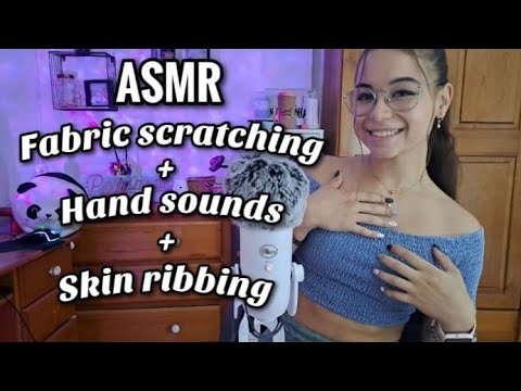 ASMR FABRIC SCRATCHING + HAND SOUNDS!👚🤲🏽 | (Mouth sounds relajantes) ASMR en español | Pandasmr
