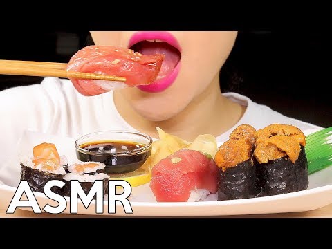 ASMR 🍣SUSHI🍣 Sea Urchin, Fatty Tuna, Salmon Roll 성게,참치뱃살,연어롤 초밥 먹방