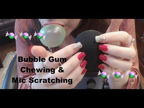ASMR Bubble Gum & Mic Scratching With Echo.  WEAR HEADPHONES. No Talking.