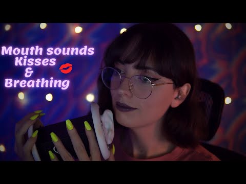 ASMR intense mouth sounds, kisses, & breathing- NO talking