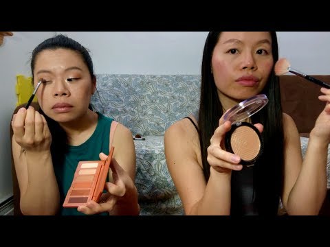 ASMR Doing OUR Makeup Together! *GLAM vs. NATURAL* Lots of makeup rummaging sounds and chaos